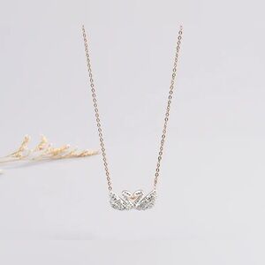 18K Gold White Swan Kiss Necklace Black Crystal Gemstone Bohemian No Fade